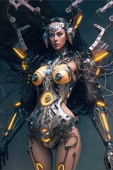 Fototapeta na wymiar Cyber Goddess Science and Technology
