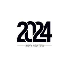 Happy New Year 2024 text design. Cover of business diary for 2024 with wishes. Brochure design template, card, banner. Vector illustration. Isolated on white background.