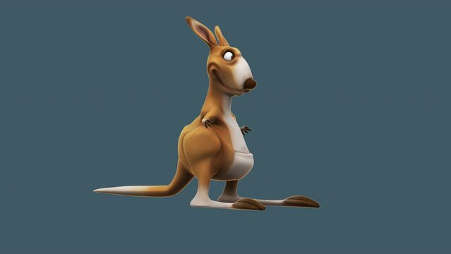 Fun 3D cartoon kangaroo (with alpha channel included)
