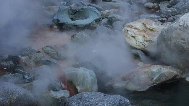 Hot water spring in Manikaran Kullu Manali Himachal Pradesh India. Pilgrimage center for both Hindus and Sikhs  Sahib Gurudwara.  Shiva temple in Kasol village along the banks of the Parvati river.