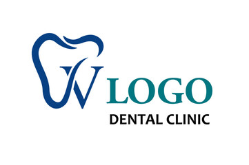 Initial Letter V with Tooth Line Art Icon for Dental Health Care and Dental Clinic, Dentistry Business Logo Idea Template