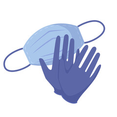 Medical gloves and mask in flat style