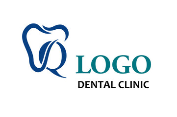 Initial Letter Q with Tooth Line Art Icon for Dental Health Care and Dental Clinic, Dentistry Business Logo Idea Template