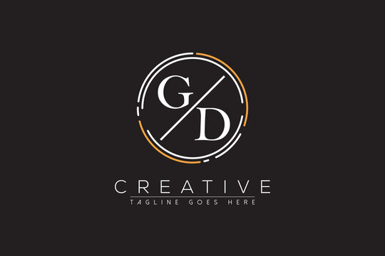 letter gd elegant and luxury Initial with circle frame minimal monogram logo design vector template