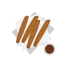 Illustration Logo of Warm Churros With Chocolate Sauce