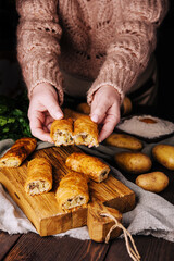 Moldavian pies or placinta with mashed potatoes