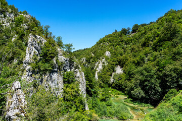 Fototapeta na wymiar Plitvice National Park, where the beautiful natural environment is well preserved
