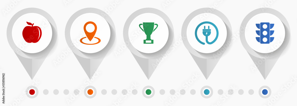 Aufkleber internet vector icons, flat design web pointers collection, business concept infographic template