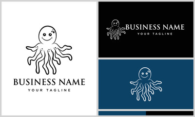 line art octopus logo template