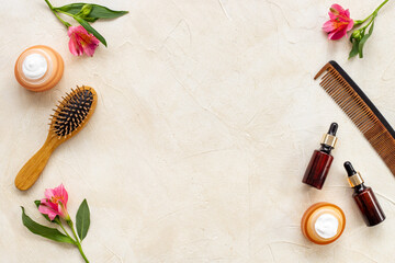 Hair care cosmetic products with flowers