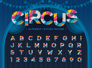 Abstract Colorful Circus inside Alphabet Letters and numbers, Modern Color Circles Fonts, Bubble style alphabet letters set design