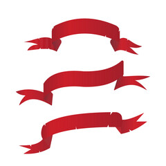 Set of red vector vintage ribbons