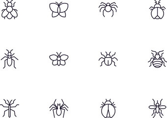 Bug concept. Collection of bug high quality vector outline signs for web pages, books, online stores, flyers, banners etc. Set of premium illustrations isolated on white background
