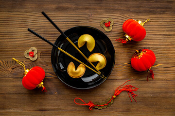 Asian table setting with Chinese New Year ornament