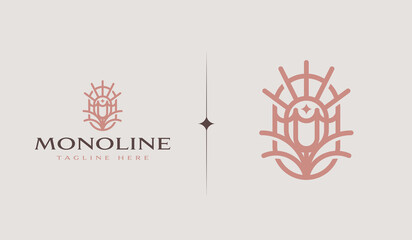 Leaf Plant Flower Monoline. Universal creative premium symbol. Vector sign icon logo template. Vector illustration