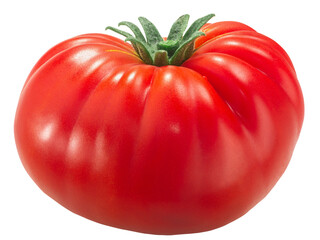 Ripe heirloom wrinkled beefsteak tomato (Solanum lycopersicum fruit)  isolated png