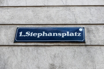 Naklejka premium Sign of the Stephansplatz in Vienna, Austria