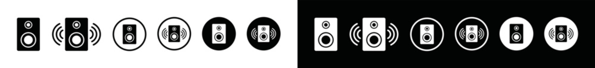 Loudspeaker audio icon. Speakers icon with sound wave sign symbol. Music speakers icon for apps and websites, vector illustration