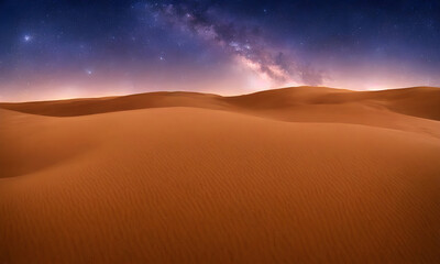 Fototapeta na wymiar The desert with beautiful night sky view, AI Generated