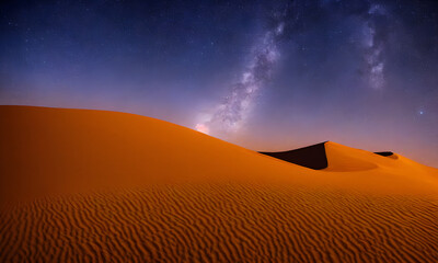 Fototapeta na wymiar The desert with beautiful night sky view, AI Generated