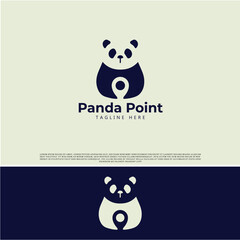panda holding point location logo, creative Panda logo. Vector illustration.