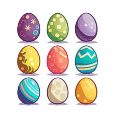 Set easter with painted eggs