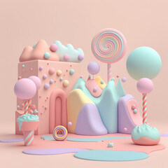 Fototapeta Delicious Candy Land. Generative AI obraz