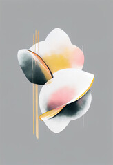 Minimalistic watercolor like floral abstraction on a plain grey background. Simple minimalistic ai generated background.	