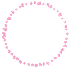 vector cherry blossom, sakura branch with pink flowers circle frame
