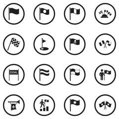 Flags Icons. Black Flat Design In Circle. Vector Illustration.