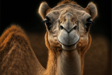 One camel. Hump day concept. Wednesday, middle point of the workweek. Generative AI.