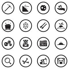 Geology Icons. Black Flat Design In Circle. Vector Illustration.