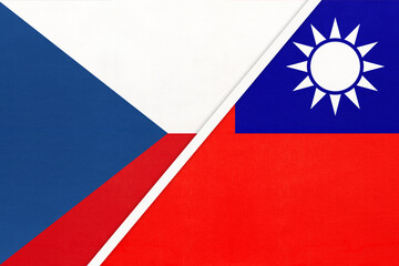 Czech Republic and Taiwan or Republic of China, symbol of country. Czechia vs Taiwanese national flags.
