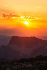 sunset in the  mountains