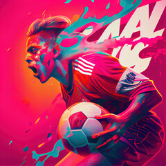 Colourful Football Poster Generative AI Illustration