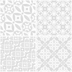 Ornament tiles with light grey colors. Seamless pattern with hand drawn illustrations