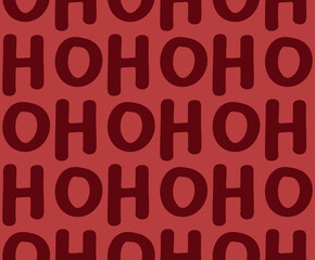 Ho ho ho pattern, Santa Claus laugh. Seamless texture pattern red background.
