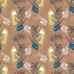 Abstract seamless pattern with vector hand drawn illustrations with boho style

