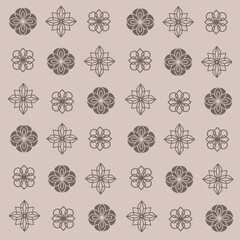 Floral theme geometrical icons, seamless pattern with hand drawn vector illustration