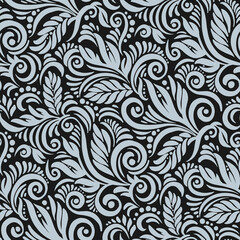 Seamless pattern with curly ornament. Vector hand drawn illustrations
