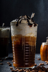 Coffee latte cocktail with whipped cream