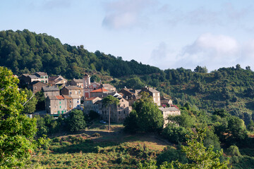 Fototapeta na wymiar Talasani village in Upper Corsica mountain