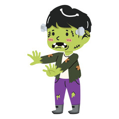 Kid frankenstein monster Halloween cartoon