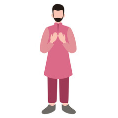 Illustration of Muslim Man Praying