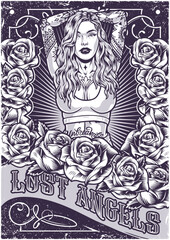 Girl lost angels monochrome poster