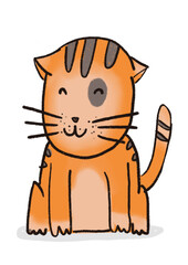 cute cartoon orange smile cat siting and happy  