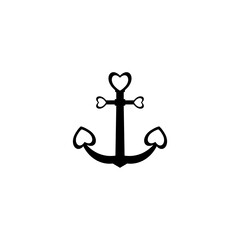Love Anchor nautical marine seal logo design isolated on white background