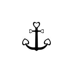 Love Anchor nautical marine seal logo design isolated on white background