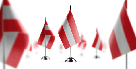 Small national flags of the Austria on a white background