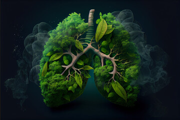 save the Earth green planet concept with green lungs made of rainforest